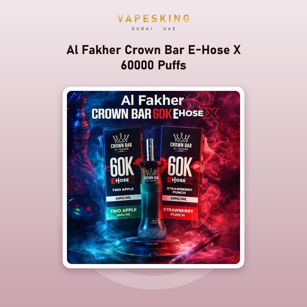 Al Fakher Crown Bar E-Hose X 60000 Puffs — disposable vape in stock at Vapes King Dubai, Dubai