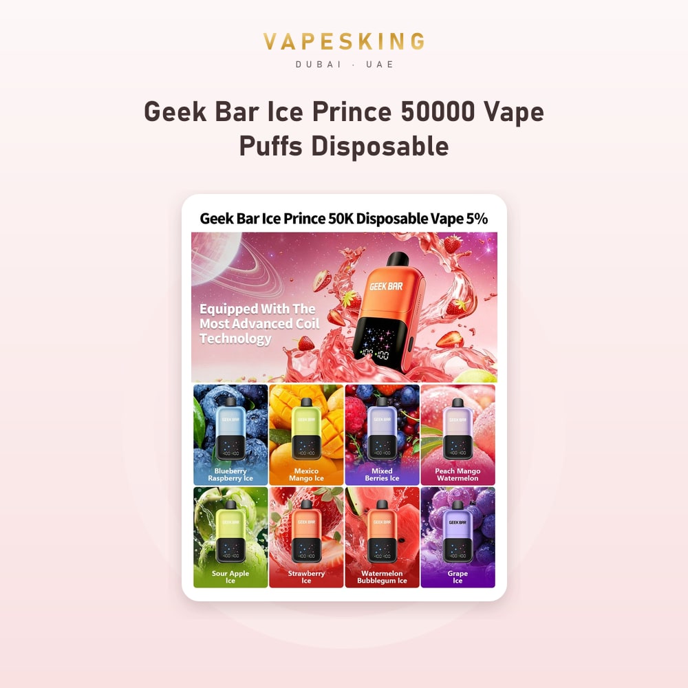 Geek Bar Ice Prince 50000 Puffs Disposable Vape — disposable vape in stock at Vapes King Dubai, Dubai