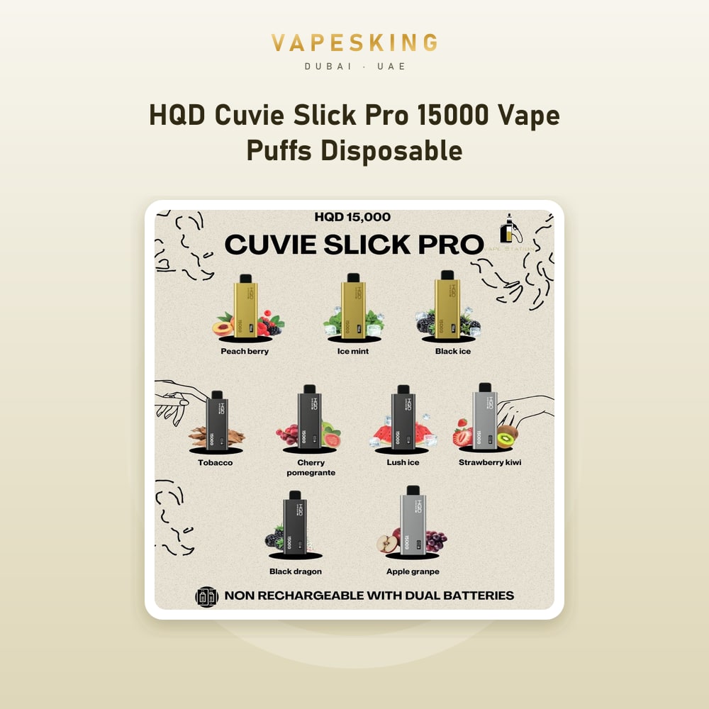 HQD Cuvie Slick Pro 15000 Puffs Disposable Vape — disposable vape in stock at Vapes King Dubai, Dubai