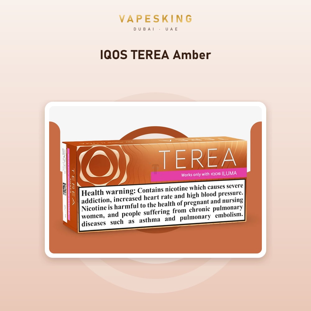 IQOS TEREA Amber pack of 20 heated tobacco sticks for IQOS ILUMA — in stock at Vapes King Dubai