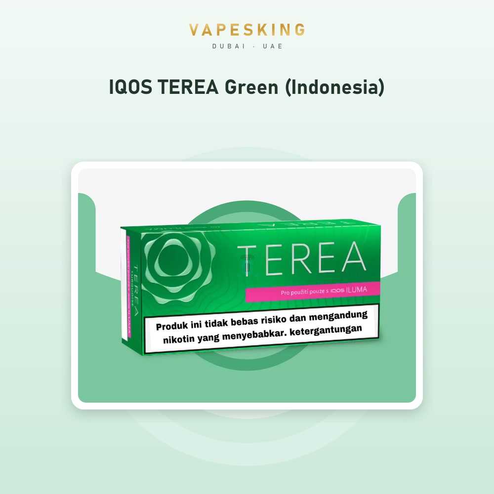 IQOS TEREA Green (Indonesia) pack of 20 heated tobacco sticks for IQOS ILUMA, Indonesia edition — in stock at Vapes King Dubai