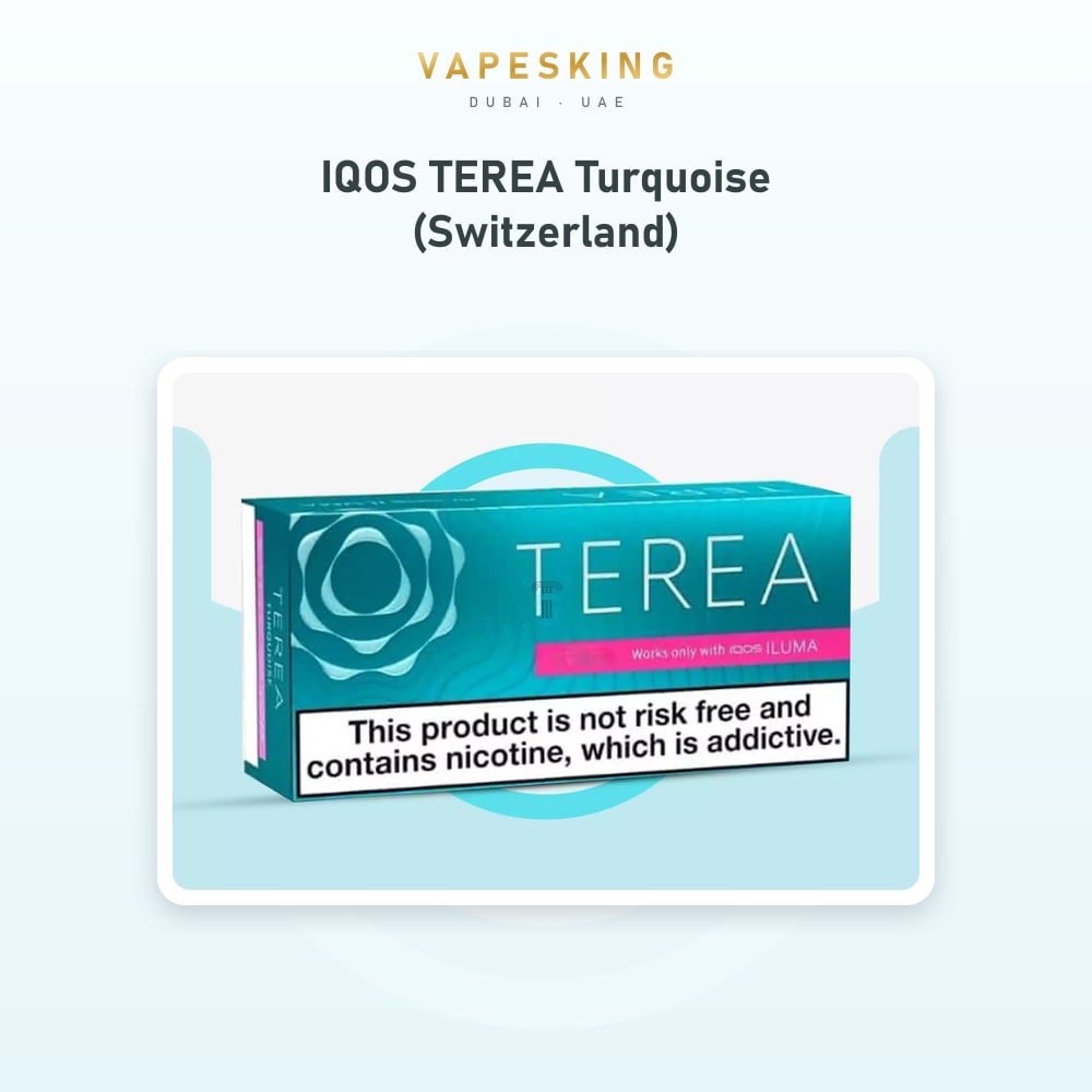 IQOS TEREA Turquoise (Switzerland) pack of 20 heated tobacco sticks for IQOS ILUMA, Switzerland edition — in stock at Vapes King Dubai