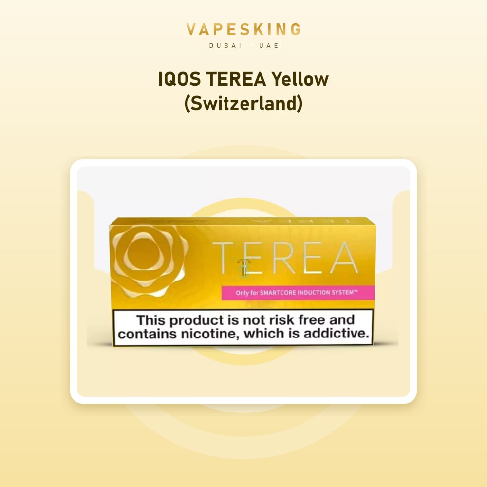 IQOS TEREA Yellow (Switzerland) pack of 20 heated tobacco sticks for IQOS ILUMA, Switzerland edition — in stock at Vapes King Dubai