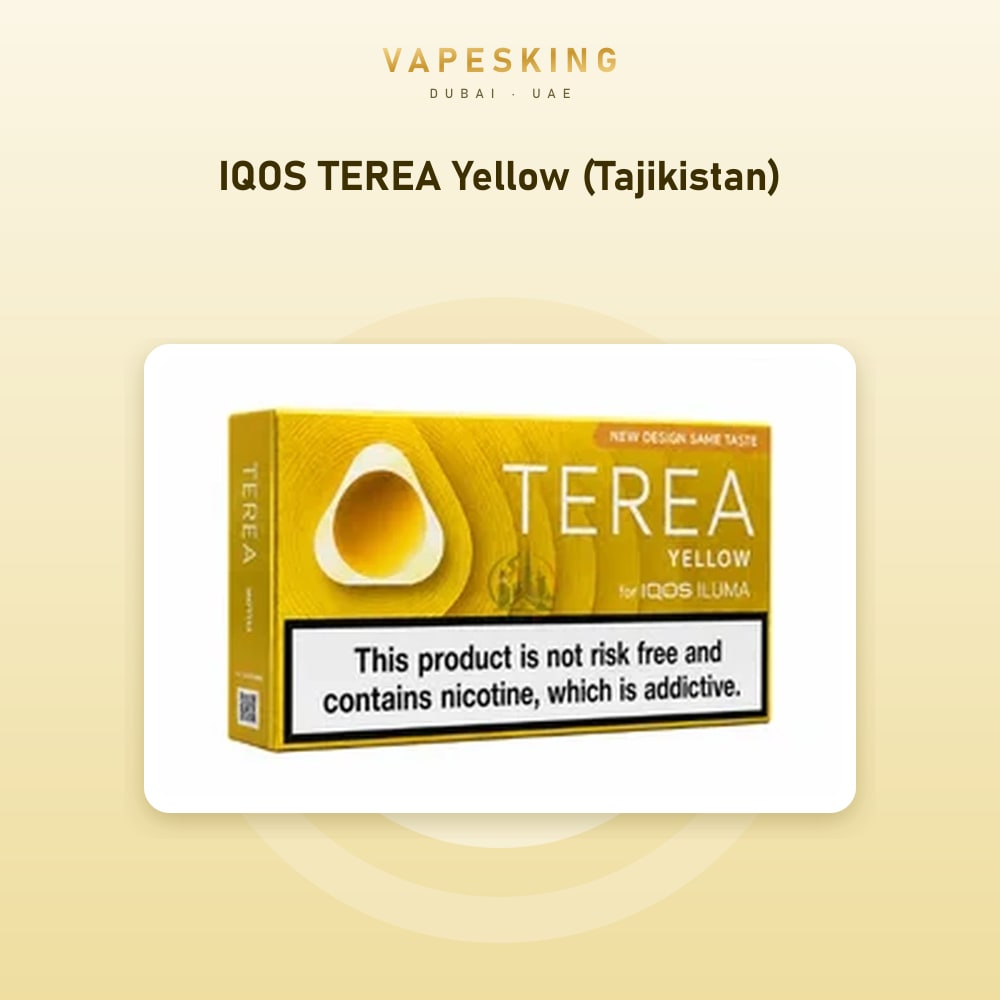 IQOS TEREA Yellow (Tajikistan) pack of 20 heated tobacco sticks for IQOS ILUMA, Tajikistan edition — in stock at Vapes King Dubai